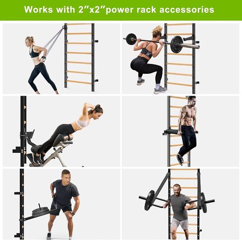 Kipika Gymnastic Stall Bar - 2"x2" Swedish Ladder with 1" Hole, Wall Mounted Pull-up Bar Ladder Suspension Trainer, Solid Wood Grips Gymnastics Training Bar for Home, Wall Gym, School in Kuwait