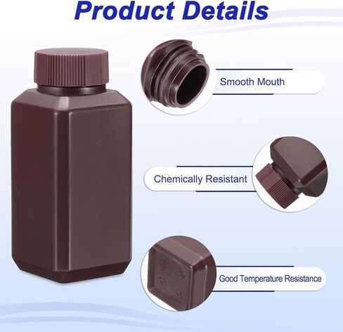 زجاجات كاشف باتيكل، 10 قطع 20 مل HDPE حاوية تخزين مربعة ذات فم ضيق مع غطاء حلقة داخلية لسوائل كاشف مياه المختبر، ختم تخزين العينات الصلبة، أبيض شفاف in Saudi Arabia