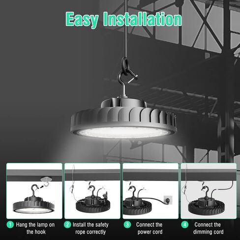 LED High Bay Light 150W 22,500lm 0-10V Dimmable Eqv.600W MH/HPS,High Bay LED Lights 5000K,UFO Light for Shop Warehouse Factory in Saudi Arabia