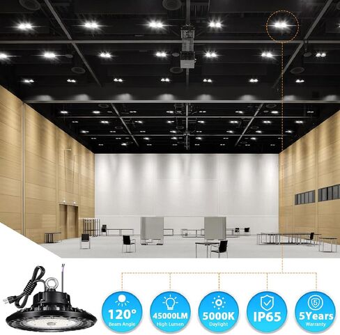 LED High Bay Light 150W 22,500lm 0-10V Dimmable Eqv.600W MH/HPS,High Bay LED Lights 5000K,UFO Light for Shop Warehouse Factory in Saudi Arabia