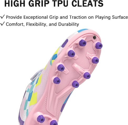 Boys Girls Soccer Cleats Professional Firm Ground/Artificial Ground Kids Outdoor Soccer Shoes Youth Athletic Training Sneakers in Saudi Arabia