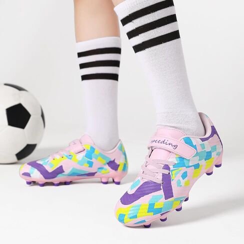 Boys Girls Soccer Cleats Professional Firm Ground/Artificial Ground Kids Outdoor Soccer Shoes Youth Athletic Training Sneakers in Saudi Arabia