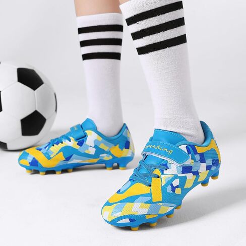 Boys Girls Soccer Cleats Professional Firm Ground/Artificial Ground Kids Outdoor Soccer Shoes Youth Athletic Training Sneakers in Saudi Arabia