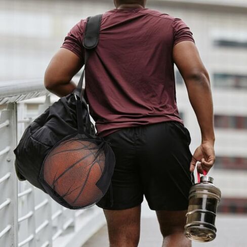 iayokocc حقيبة كرة شبكية واحدة، حقيبة كرة واحدة برباط حبال، أكياس تخزين الكرات، حقيبة كرة شبكية مع سحاب لحمل كرة السلة وكرة القدم وكرة القدم الشبكية للرجبي in Kuwait