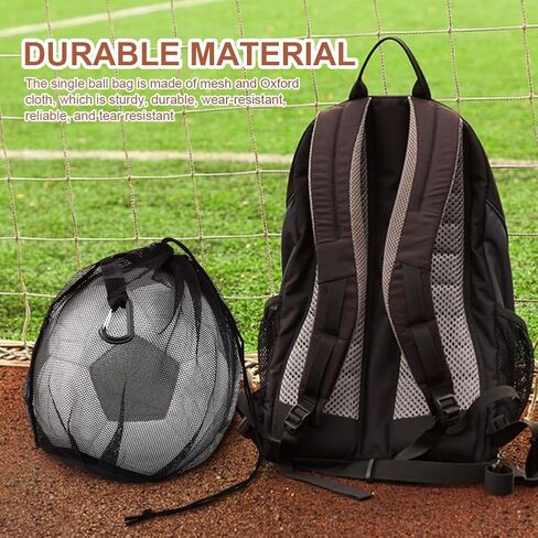 iayokocc حقيبة كرة شبكية واحدة، حقيبة كرة واحدة برباط حبال، أكياس تخزين الكرات، حقيبة كرة شبكية مع سحاب لحمل كرة السلة وكرة القدم وكرة القدم الشبكية للرجبي in Kuwait