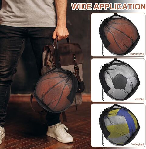 iayokocc حقيبة كرة شبكية واحدة، حقيبة كرة واحدة برباط حبال، أكياس تخزين الكرات، حقيبة كرة شبكية مع سحاب لحمل كرة السلة وكرة القدم وكرة القدم الشبكية للرجبي in Kuwait