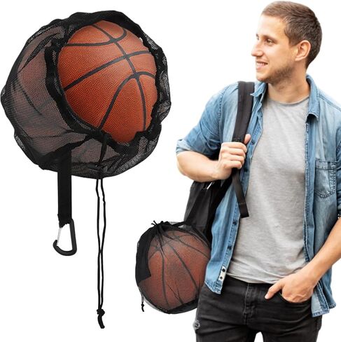iayokocc حقيبة كرة شبكية واحدة، حقيبة كرة واحدة برباط حبال، أكياس تخزين الكرات، حقيبة كرة شبكية مع سحاب لحمل كرة السلة وكرة القدم وكرة القدم الشبكية للرجبي in Kuwait