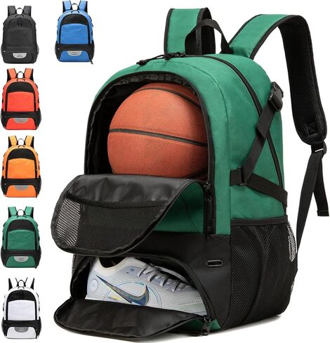 Basketball Backpack with Separate Ball Compartment and Shoes Pocket, Large Capacity Sports Equipment Bags for Basketball, Soccer, and Volleyball. (black) in Saudi Arabia