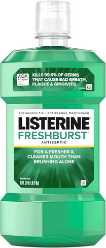 Listerine Freshburst Antiseptic Mouthwash for Bad Breath, Kills 99.9% of Bad Breath Germs & Fights Plaque & Gingivitis, ADA Accepted Mouthwash, Spearmint, Convenience Pack, 1 L, 2 Pack in Saudi Arabia
