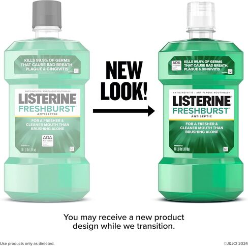 Listerine Freshburst Antiseptic Mouthwash for Bad Breath, Kills 99.9% of Bad Breath Germs & Fights Plaque & Gingivitis, ADA Accepted Mouthwash, Spearmint, Convenience Pack, 1 L, 2 Pack in Saudi Arabia