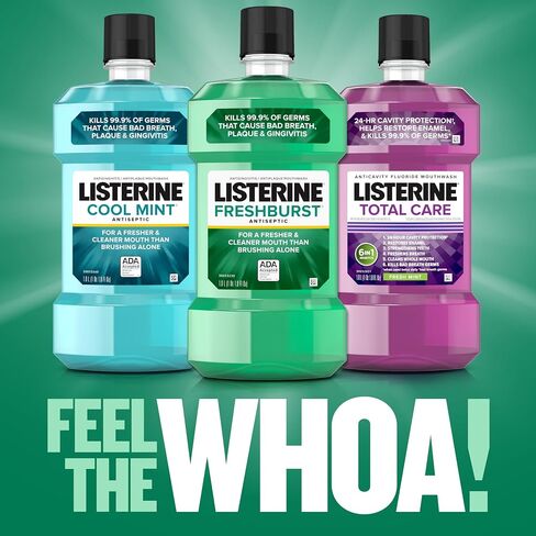 Listerine Freshburst Antiseptic Mouthwash for Bad Breath, Kills 99.9% of Bad Breath Germs & Fights Plaque & Gingivitis, ADA Accepted Mouthwash, Spearmint, Convenience Pack, 1 L, 2 Pack in Saudi Arabia