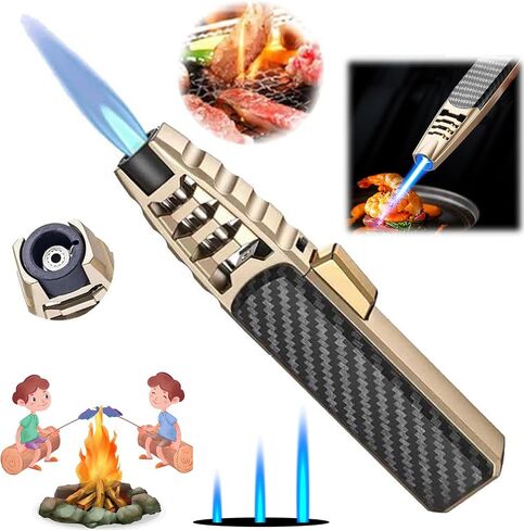 2 Packs Portable Brightfire, Turbine Jet Bright Fire Lighter, Windproof Straight Torch Blue Flame Lighter, Wind Resistant Bright Fire Lighters, Torch lighters Butane refillable for Men (2 Packs) in Saudi Arabia