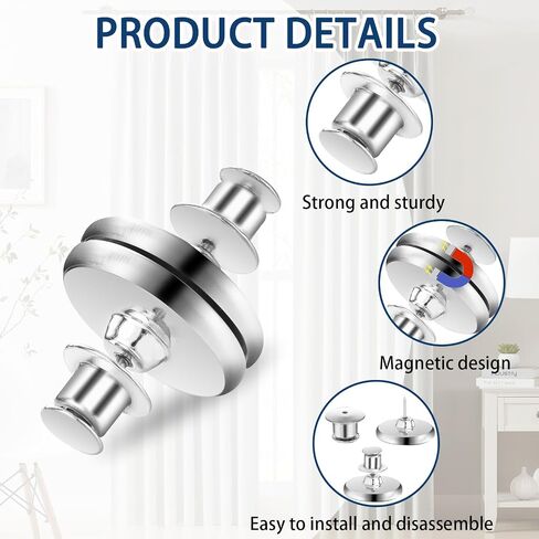 15 Pairs Curtain Magnets Closure Strong Hold Silver Curtain Clips Magnetic Curtain Holder Buckle Pins for Avoid Light Leaking Keep Curtain Closed for Home Bedroom Office Draperies in Saudi Arabia