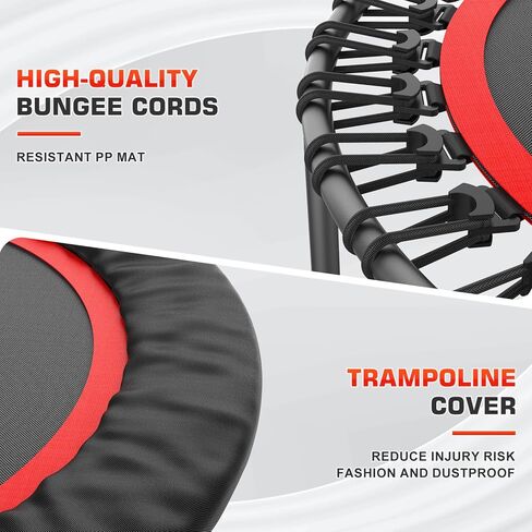 ترامبولين ارتدادي من ANCHEER للبالغين، ترامبولين صغير قابل للطي مقاس 40 بوصة مع مقبض قابل للتعديل، أقصى حمولة 450 رطل، ثابت وقوي للتمرين الداخلي (أحمر كلاسيكي) in Kuwait