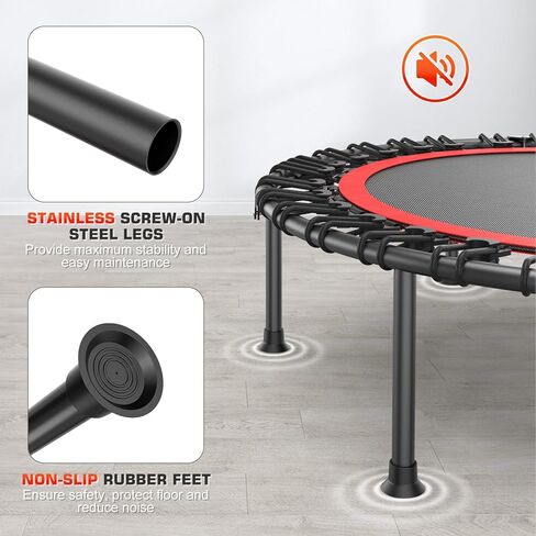 ترامبولين ارتدادي من ANCHEER للبالغين، ترامبولين صغير قابل للطي مقاس 40 بوصة مع مقبض قابل للتعديل، أقصى حمولة 450 رطل، ثابت وقوي للتمرين الداخلي (أحمر كلاسيكي) in Kuwait