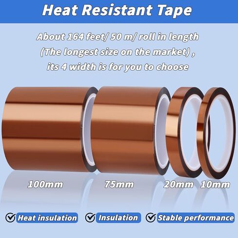 5 Rolls Sublimation Tape Heat Transfer Tape, 20mm × 50m (164ft) Heat Resistant Tape Sublimation Bulk, Brown Heat Transfer Tape for Sublimation Press Electronic Soldering Insulation, No Residue in Saudi Arabia