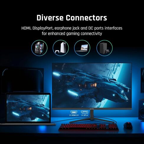 KTC 24 Inch 180Hz Gaming Monitor, 2K QHD Fast IPS PC Gaming Monitor, 1440p 1ms Computer Monitor 144Hz, G-Sync and FreeSync Compatibility, HDR Support, HDMI Displayport, VESA, Q24T09 in Saudi Arabia