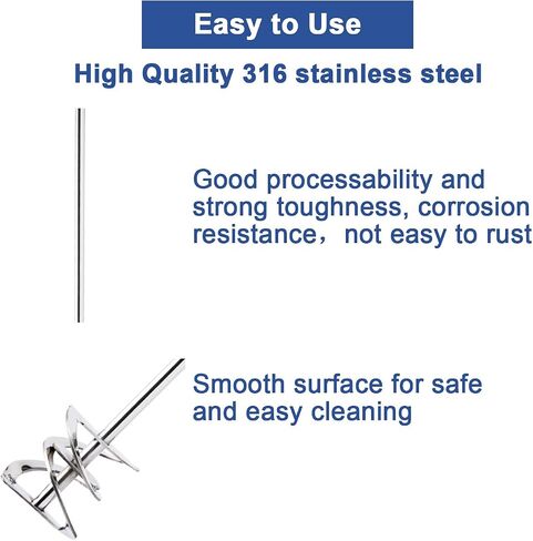 ONiLAB 18204526 316L Stainless Steel Spiral Stirrer, 50mm Stirrer Diameter, 8 mm Shaft Diameter, 250 mm Shaft Length in Kuwait