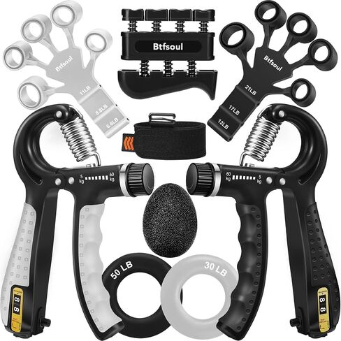 Grip Strength Trainer Kit with Hand Gripper Strengthener, Finger Exerciser, Forearm Workout Ring, Double-Sided Finger Stretcher(Gripster) and Stress Relief Ball in Saudi Arabia