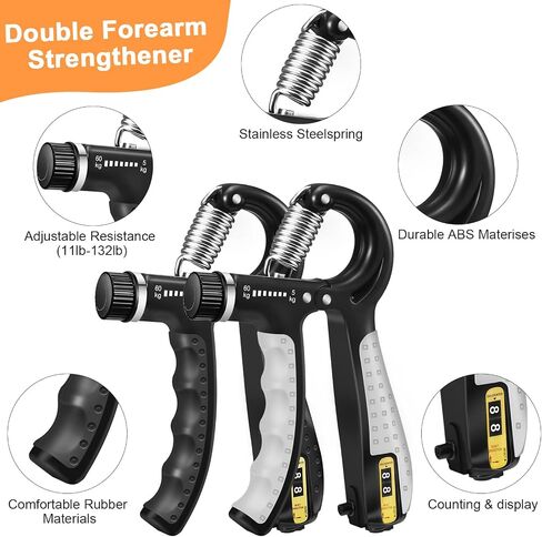 Grip Strength Trainer Kit with Hand Gripper Strengthener, Finger Exerciser, Forearm Workout Ring, Double-Sided Finger Stretcher(Gripster) and Stress Relief Ball in Saudi Arabia