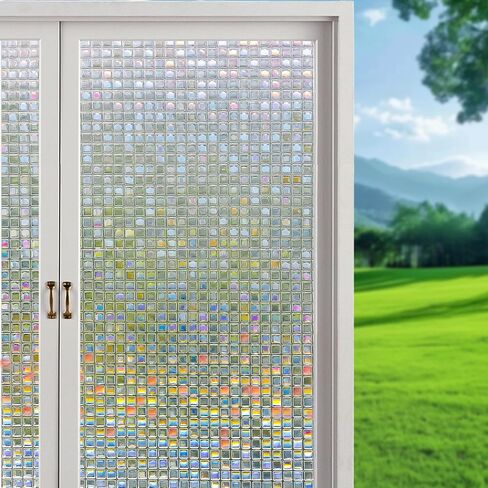 Window Privacy Film Static Cling 3D Glass Covering Window Film Non Adhesive Glass Window Film Anti-UV Decorative Window Cling (11.8'' x 78.8'') in Saudi Arabia