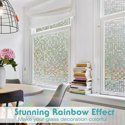 Window Privacy Film Static Cling 3D Glass Covering Window Film Non Adhesive Glass Window Film Anti-UV Decorative Window Cling (11.8'' x 78.8'') in Saudi Arabia