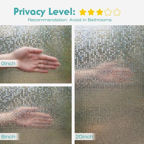 Window Privacy Film Static Cling 3D Glass Covering Window Film Non Adhesive Glass Window Film Anti-UV Decorative Window Cling (11.8'' x 78.8'') in Saudi Arabia