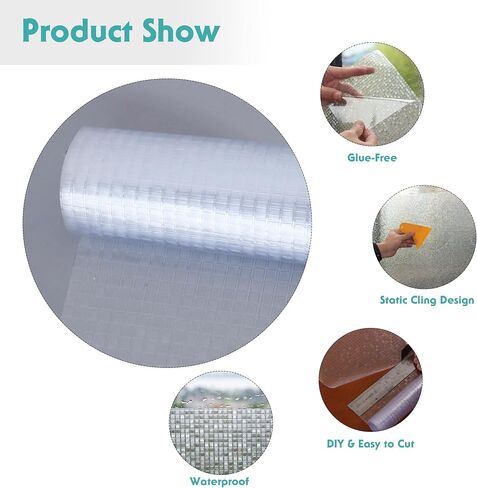Window Privacy Film Static Cling 3D Glass Covering Window Film Non Adhesive Glass Window Film Anti-UV Decorative Window Cling (11.8'' x 78.8'') in Saudi Arabia