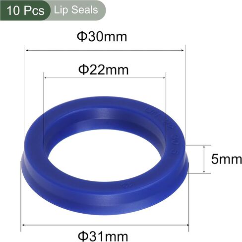 YOKIVE 10 Pcs UN Radial Shaft Seals, Industry PU Oil Seals for Hydraulic Cylinders (Blue, 22-mm ID x 30-mm OD 5-mm Width) in Saudi Arabia
