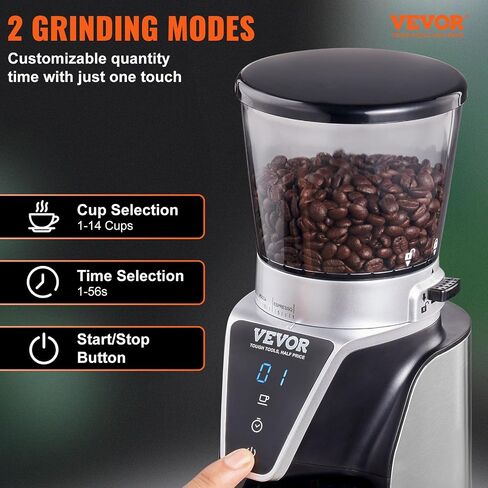 VEVOR Coffee Maker with Grinder, 8 Cup Programmable Coffee Machine, Grind and Brew Coffee Maker with 3 Brew Strength Control, Reusable Filter, Removable Water Tank, for Home Office Restaurant in Saudi Arabia