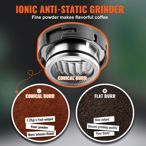 VEVOR Coffee Maker with Grinder, 8 Cup Programmable Coffee Machine, Grind and Brew Coffee Maker with 3 Brew Strength Control, Reusable Filter, Removable Water Tank, for Home Office Restaurant in Saudi Arabia