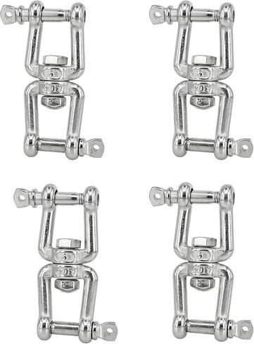 1PCS 1/2"(M12) Jaw - Jaw Swivel Anchor Connector Clevis Double Shackle for Boat,304 Stainless Steel in Kuwait