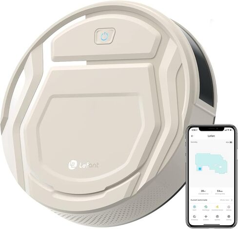 Lefant M210 Pro Robot Vacuum with Powerful Suction, 6 Cleaning Modes, 120 Mins Runtime, Quiet, Self-Charging, Voice Control, Ideal for Pet Hair and Hard Floor, White in Saudi Arabia