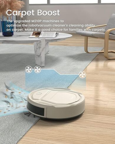 Lefant M210 Pro Robot Vacuum with Powerful Suction, 6 Cleaning Modes, 120 Mins Runtime, Quiet, Self-Charging, Voice Control, Ideal for Pet Hair and Hard Floor, White in Saudi Arabia