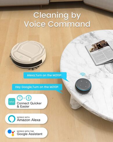 Lefant M210 Pro Robot Vacuum with Powerful Suction, 6 Cleaning Modes, 120 Mins Runtime, Quiet, Self-Charging, Voice Control, Ideal for Pet Hair and Hard Floor, White in Saudi Arabia