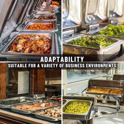 WantJoin مقالي طاولة بخار بحجم 1/3 مع غطاء، 6 عبوات من مقالي طاولة بخار للمطاعم بعمق 4 بوصة، مقلاة فندقية مصنوعة من الفولاذ المقاوم للصدأ مقاس 201 in Kuwait