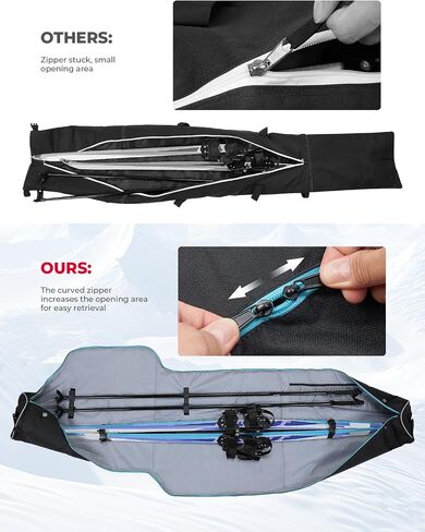KEMIMOTO Ski Bag, 360° Fully Padded Ski Bag, Fit Skis Up to 78.74 inches (200cm), Water-resistant and Durable Perfect for Road Trips and Air Travel Transport in Saudi Arabia