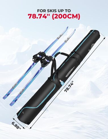 KEMIMOTO Ski Bag, 360° Fully Padded Ski Bag, Fit Skis Up to 78.74 inches (200cm), Water-resistant and Durable Perfect for Road Trips and Air Travel Transport in Saudi Arabia