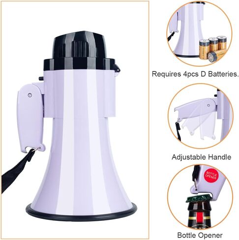 Portable Megaphone Speaker Siren PA Bullhorn - Compact and Battery Operated with 20 Watt Power, 3 Modes and Foldable Handle for Trainers, Soccer, Baseball, Coaches, and Teachers in Saudi Arabia