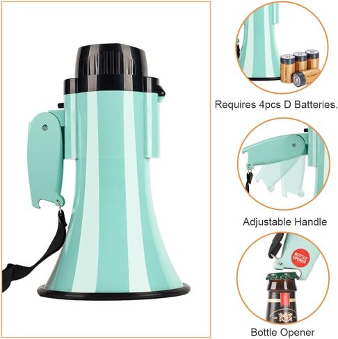 مكبر صوت محمول مكبر صوت Siren PA Bullhorn - صغير الحجم ويعمل بالبطارية بقوة 20 وات، 3 أوضاع ومقبض قابل للطي للمدربين وكرة القدم والبيسبول والمدربين والمعلمين in Kuwait