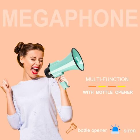 مكبر صوت محمول مكبر صوت Siren PA Bullhorn - صغير الحجم ويعمل بالبطارية بقوة 20 وات، 3 أوضاع ومقبض قابل للطي للمدربين وكرة القدم والبيسبول والمدربين والمعلمين in Kuwait