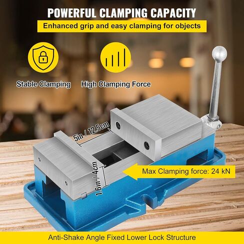 VEVOR 5" Super-Lock Vise For NC/CNC Machines Bench Clamp Vise High Precision, Vise Clamp Vice CNC Vise Lockdown Vise Drilling 125mm Width CNC 24KN in Saudi Arabia