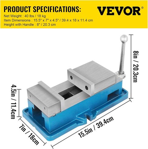 VEVOR 5" Super-Lock Vise For NC/CNC Machines Bench Clamp Vise High Precision, Vise Clamp Vice CNC Vise Lockdown Vise Drilling 125mm Width CNC 24KN in Saudi Arabia