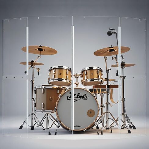 Portable Drum Shield 4-Panels 2ft x 5ft, Acrylic Shield with Full Length Stainless Steel Hinges, drum cage, Sound Screen for Drum Set, Ideal for Studio Use and the Church Shows (4 Panels) in Saudi Arabia