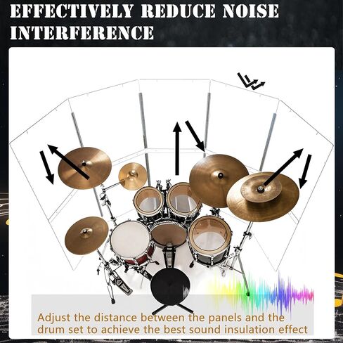Portable Drum Shield 4-Panels 2ft x 5ft, Acrylic Shield with Full Length Stainless Steel Hinges, drum cage, Sound Screen for Drum Set, Ideal for Studio Use and the Church Shows (4 Panels) in Saudi Arabia