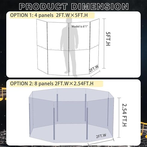 Portable Drum Shield 4-Panels 2ft x 5ft, Acrylic Shield with Full Length Stainless Steel Hinges, drum cage, Sound Screen for Drum Set, Ideal for Studio Use and the Church Shows (4 Panels) in Saudi Arabia