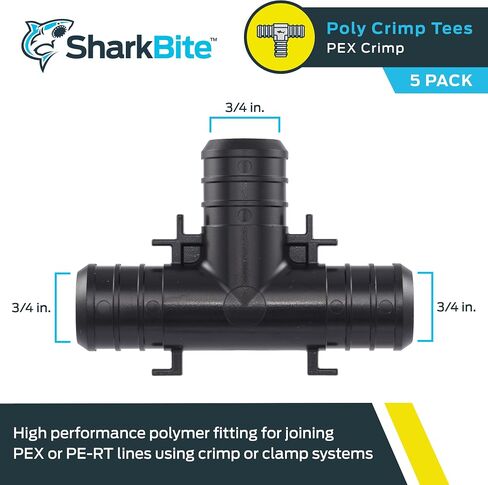 SharkBite 1/2 Inch Poly Crimp Tee, Pack of 25, PEX Pipe, PE-RT, UP362 in Saudi Arabia