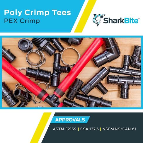 تيشيرت مجعد من البوليستر مقاس 1/2 بوصة من SharkBite، عبوة من 25 قطعة، أنبوب PEX، PE-RT، UP362 in Saudi Arabia