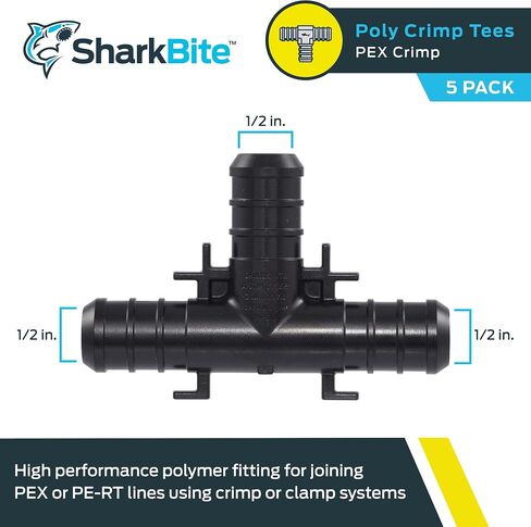 تيشيرت مجعد من البوليستر مقاس 1/2 بوصة من SharkBite، عبوة من 25 قطعة، أنبوب PEX، PE-RT، UP362 in Saudi Arabia