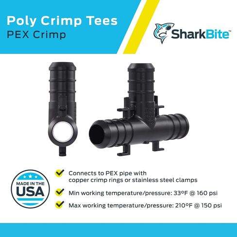 تيشيرت مجعد من البوليستر مقاس 1/2 بوصة من SharkBite، عبوة من 25 قطعة، أنبوب PEX، PE-RT، UP362 in Saudi Arabia